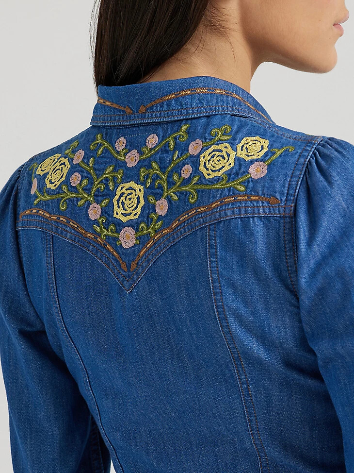 abito ricamato wrangler x yellow rose di kendra scott lavaggio medio