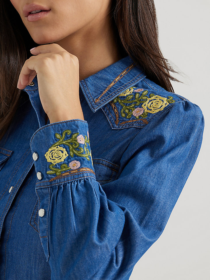 abito ricamato wrangler x yellow rose di kendra scott lavaggio medio