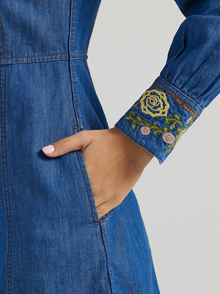 abito ricamato wrangler x yellow rose di kendra scott lavaggio medio