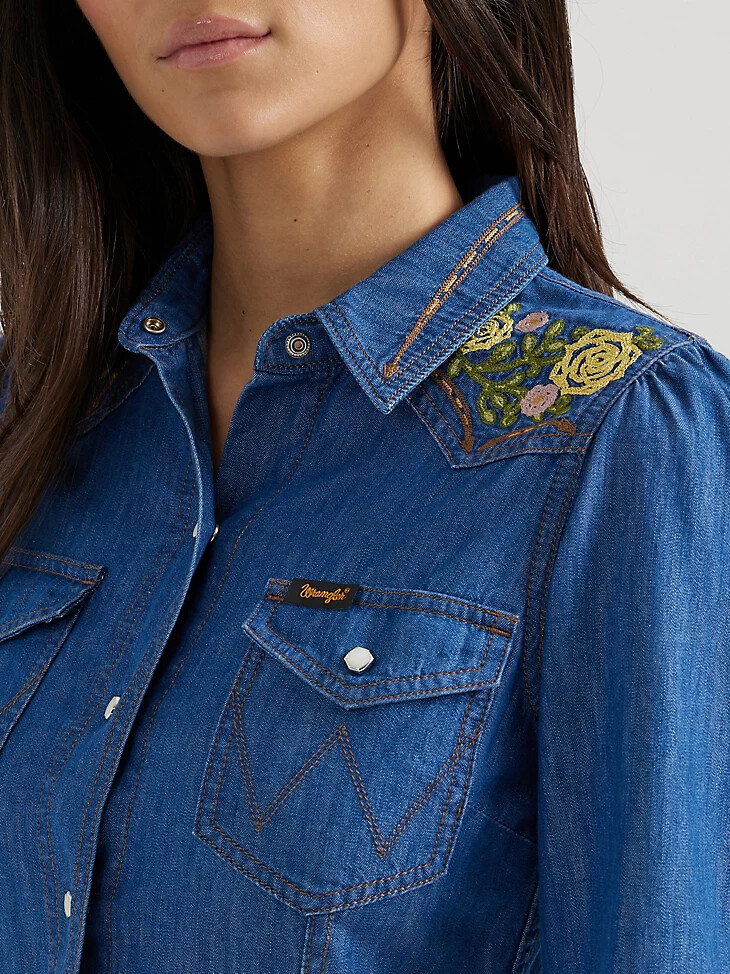 abito ricamato wrangler x yellow rose di kendra scott lavaggio medio
