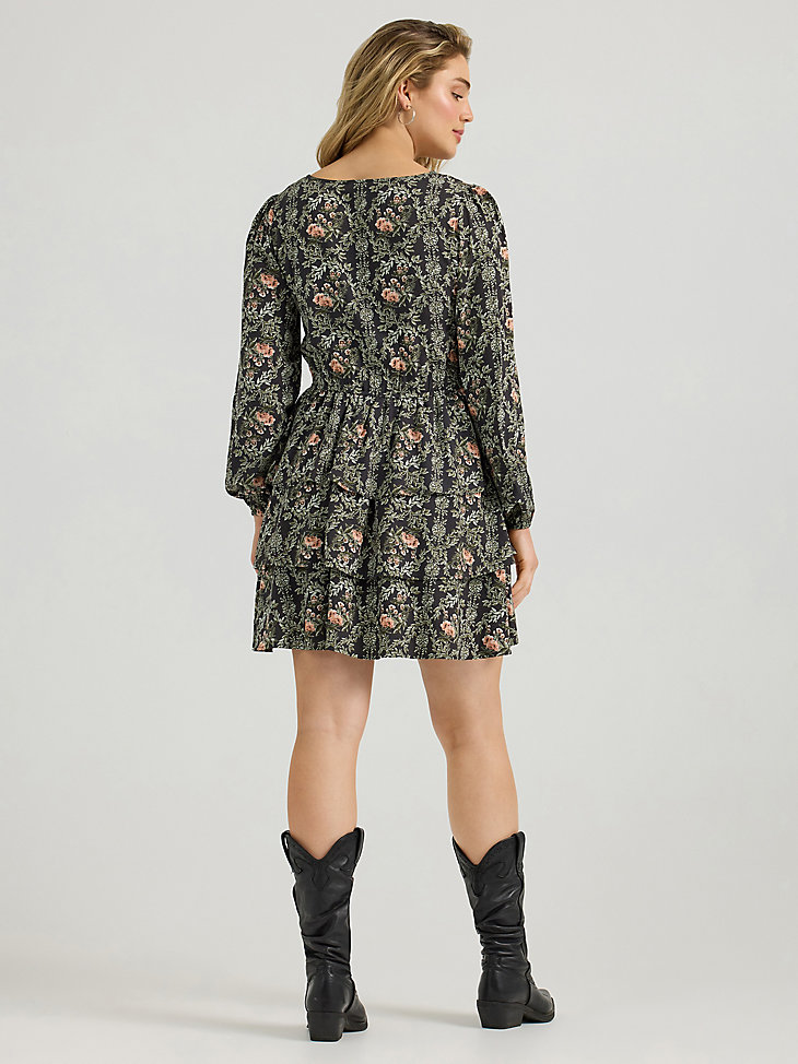 abito da donna wrangler retro vintage a strati con maniche lunghe rosa e nero
