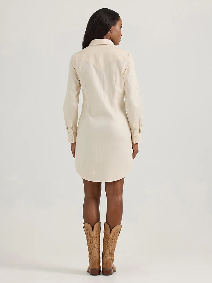 abito camicia western con bottoni automatici e fiori di campo ricamati da donna white swan
