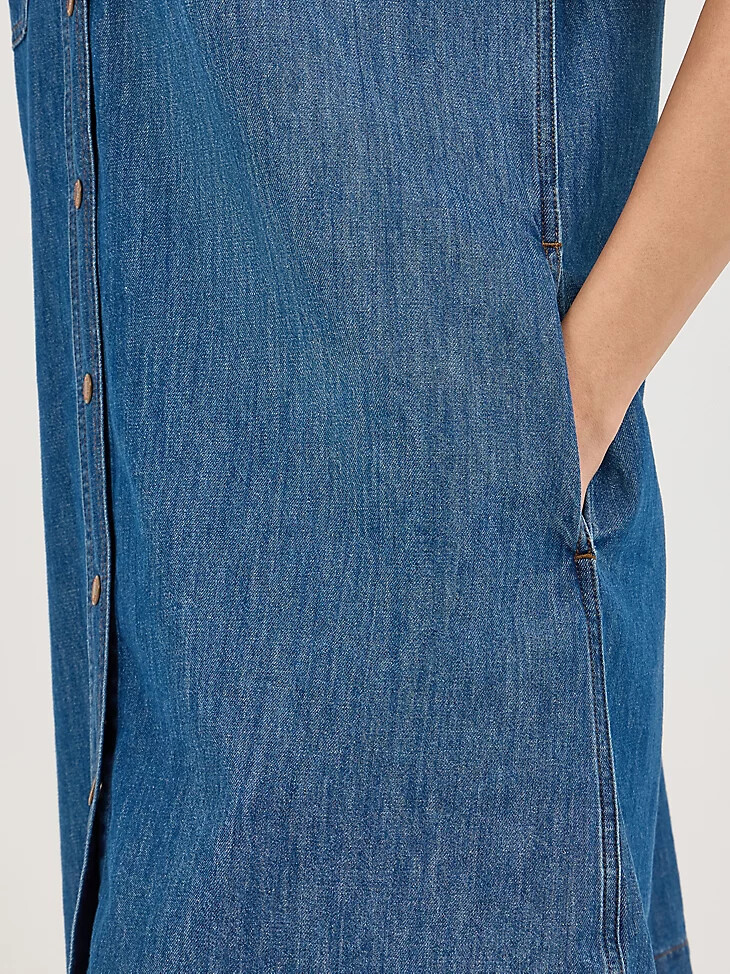 abito in denim squadrato da donna carolina