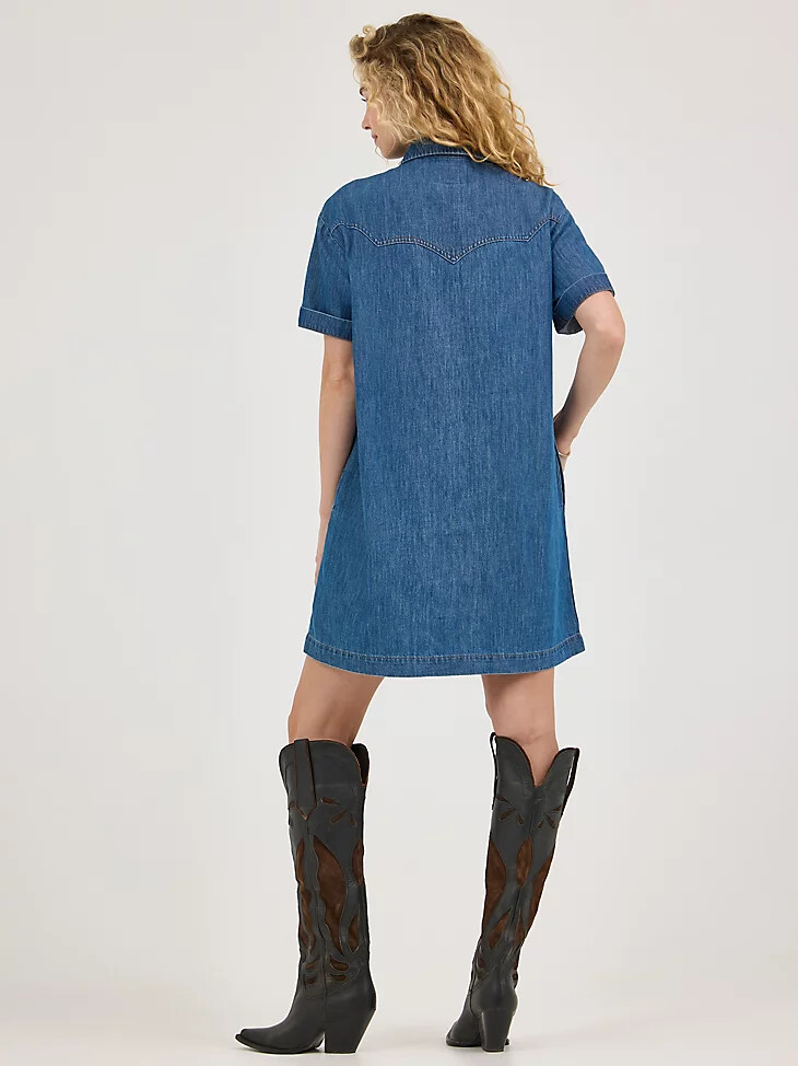abito in denim squadrato da donna carolina