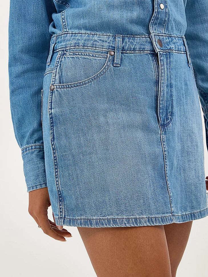 abito in denim a maniche lunghe da donna color blu marino