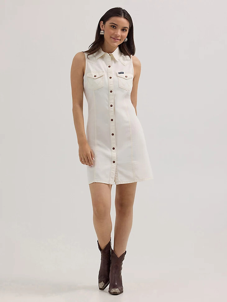 abito da donna con bottoni automatici in stile western bianco