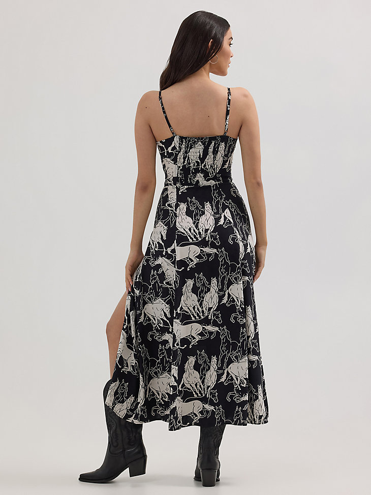 abito lungo da donna con canotta western bw horses