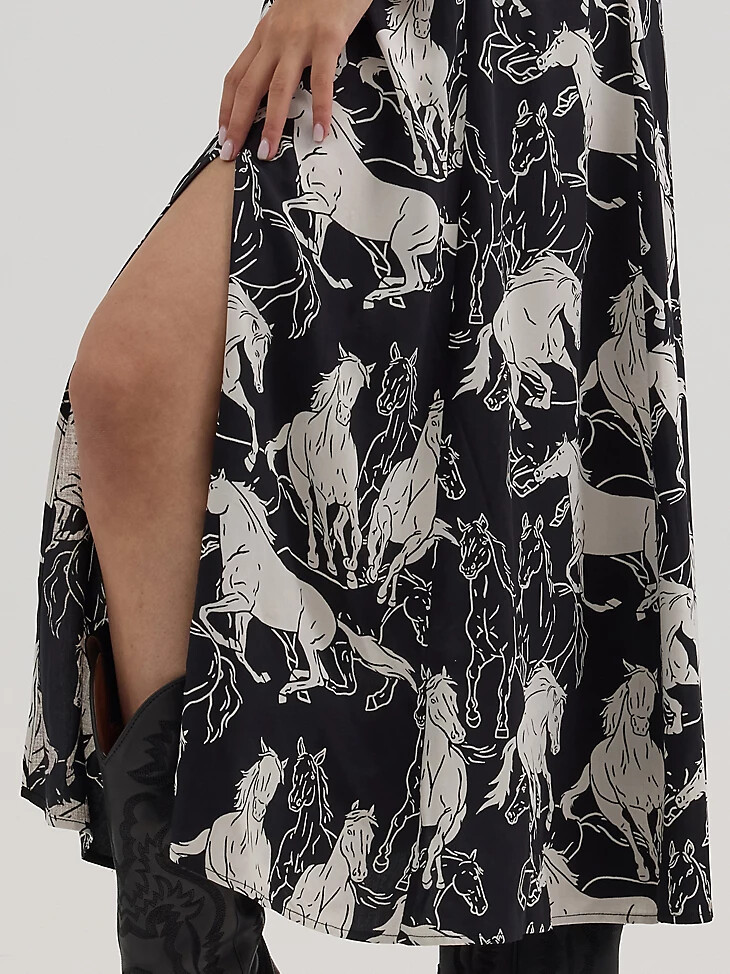 abito lungo da donna con canotta western bw horses