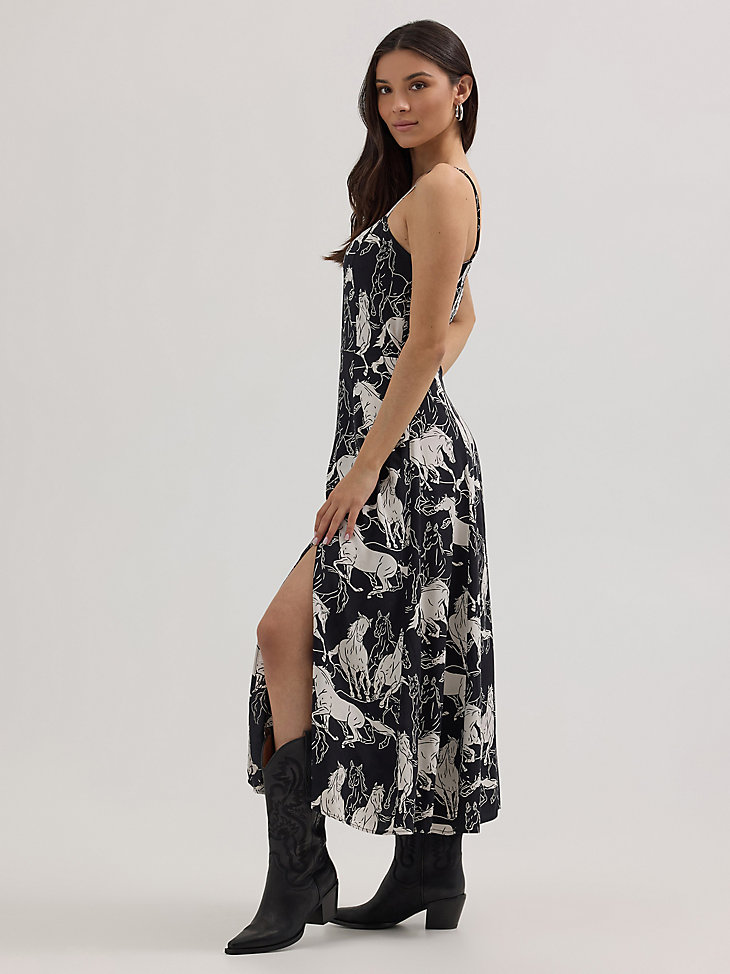 abito lungo da donna con canotta western bw horses