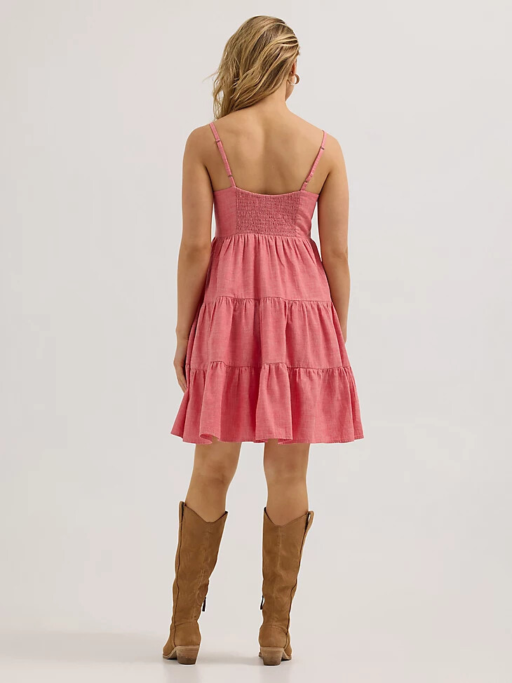 abito a strati con spalline wrangler da donna rosso
