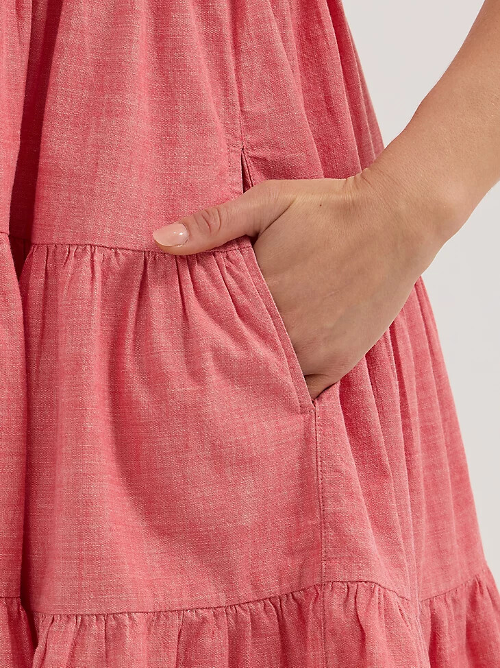 abito a strati con spalline wrangler da donna rosso