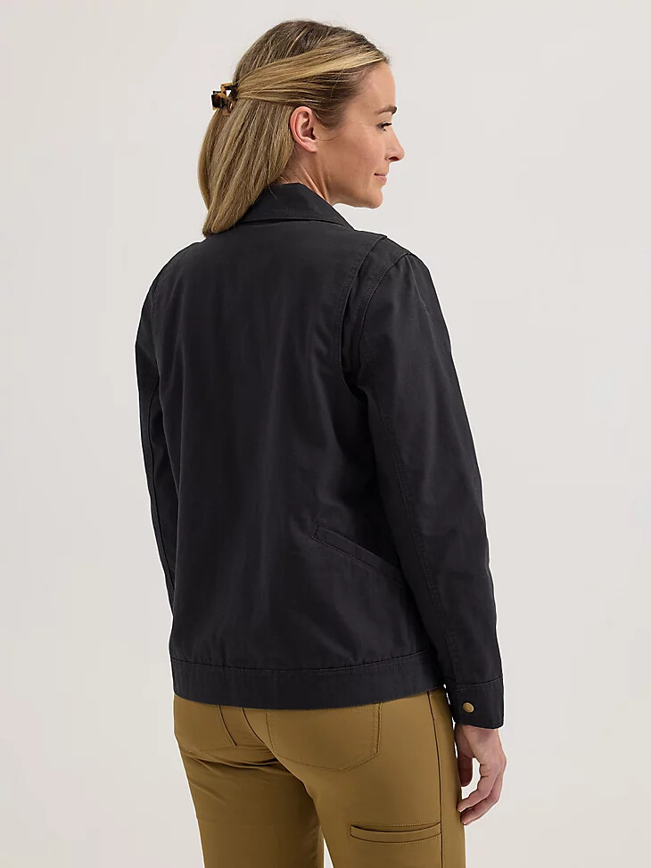 giacca da lavoro da donna wrangler riggs workwear foderata in flanella colore nero carbone