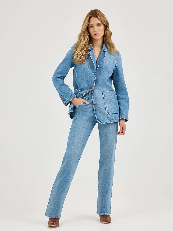 blazer in denim da donna azzurro