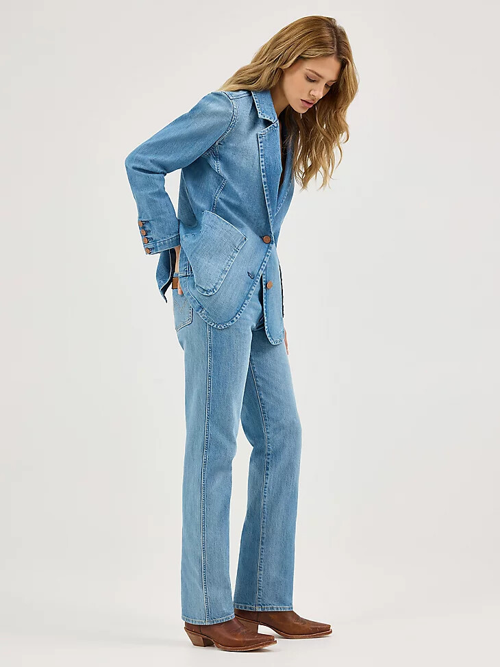 blazer in denim da donna azzurro