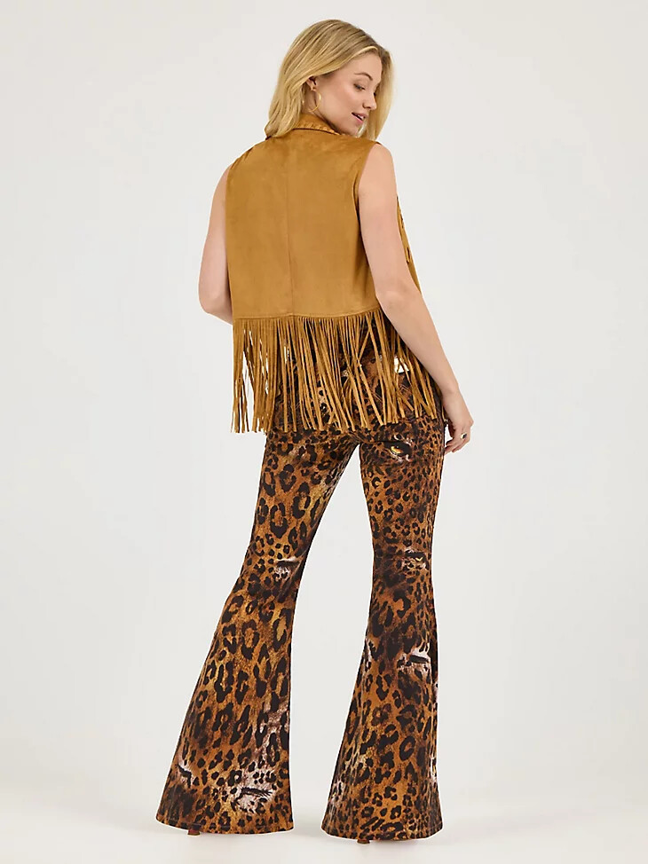 gilet con frange da festival wrangler x lainey wilson marrone osso