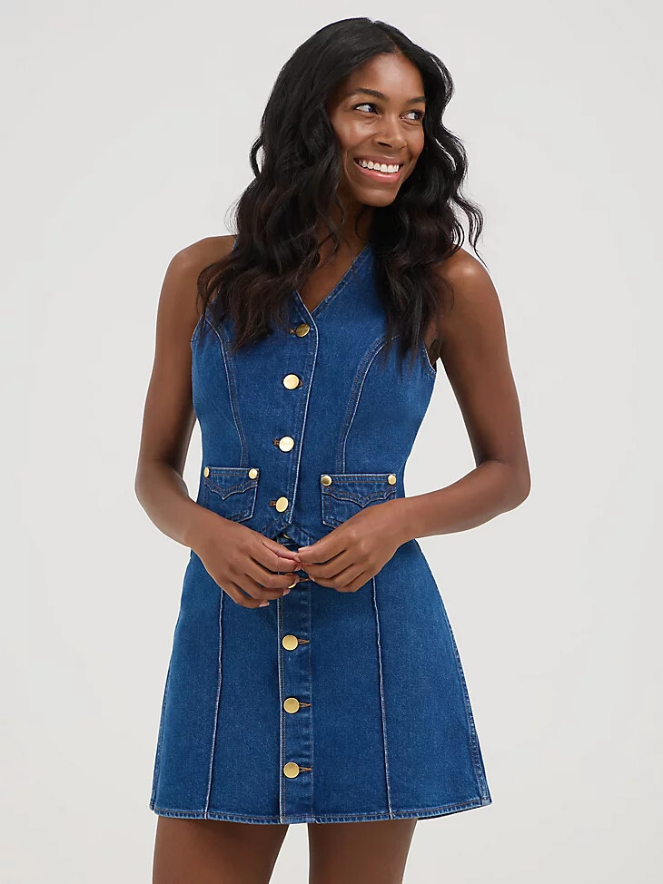 gilet in denim wrangler x yellow rose di kendra scott wrangler blue