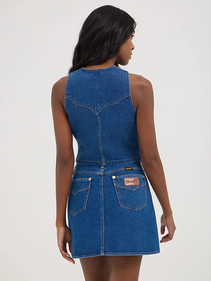 gilet in denim wrangler x yellow rose di kendra scott wrangler blue