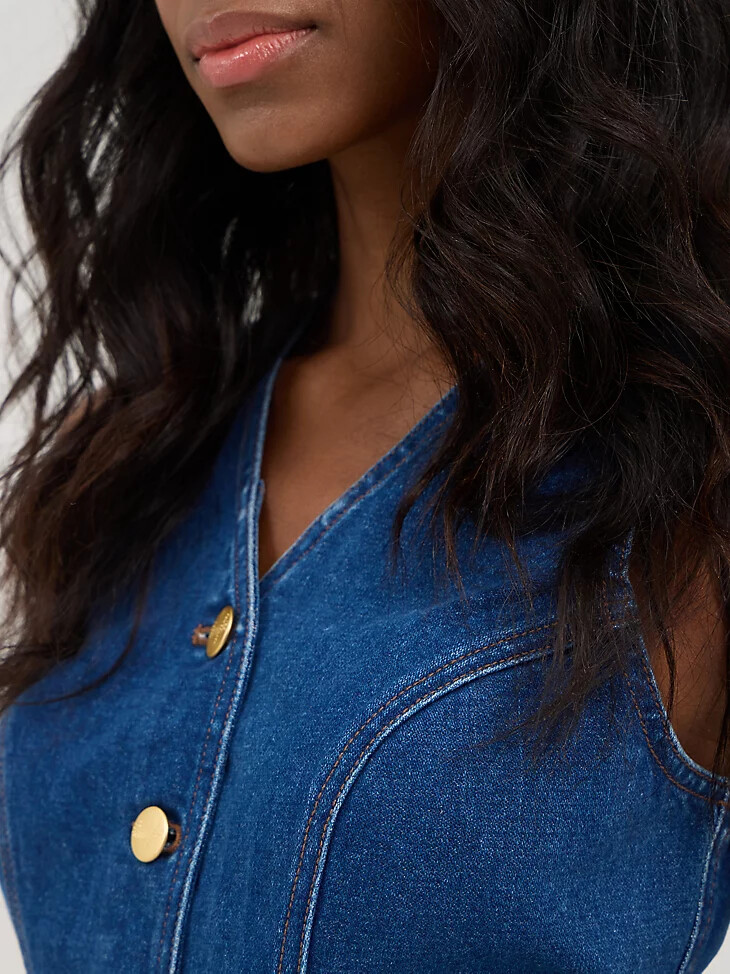 gilet in denim wrangler x yellow rose di kendra scott wrangler blue