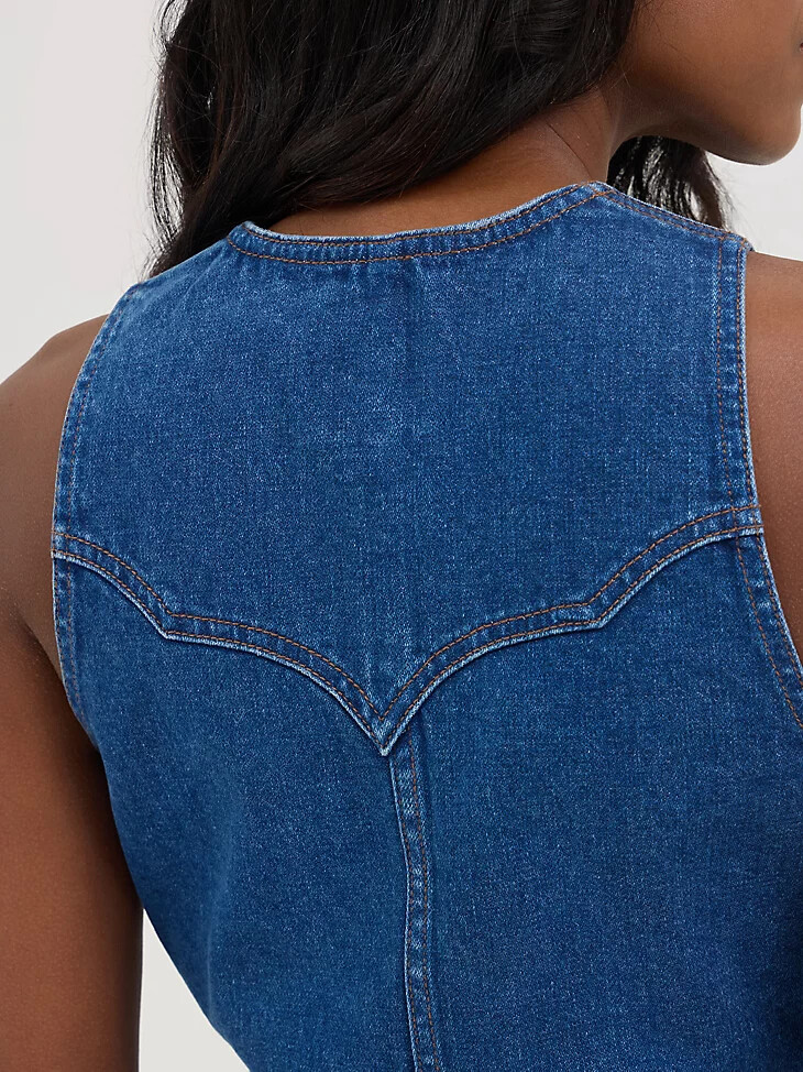 gilet in denim wrangler x yellow rose di kendra scott wrangler blue