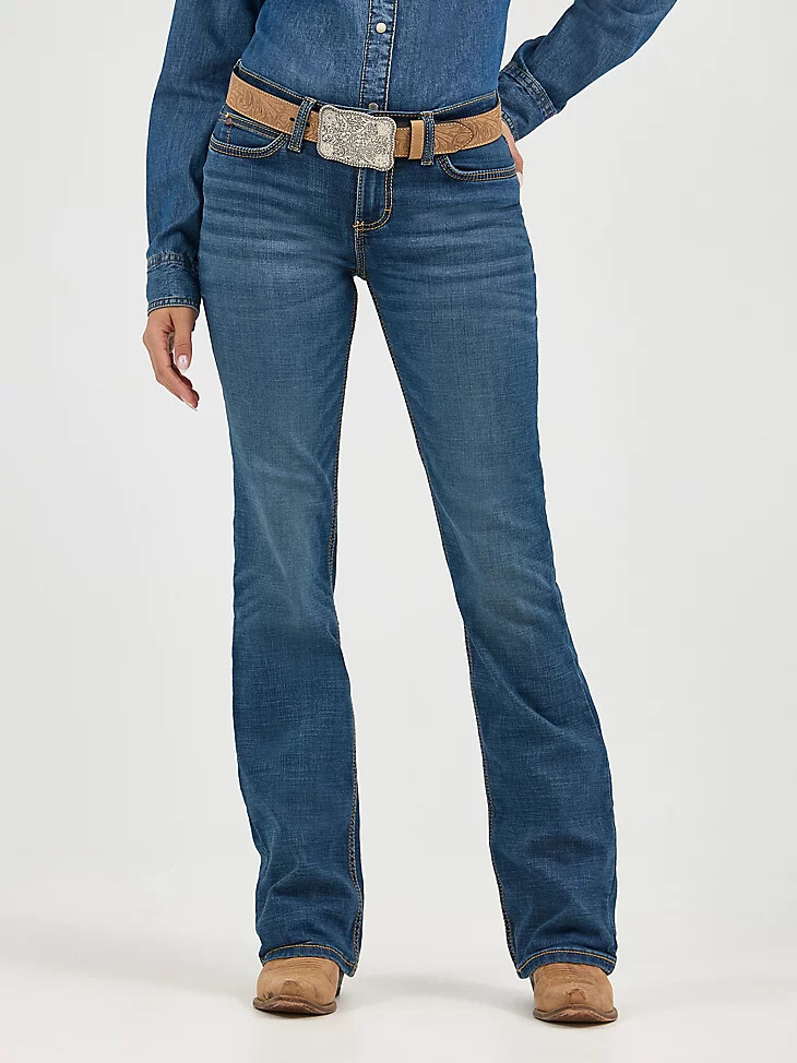 jeans bootcut a vita media wrangler retro mae da donna lavaggio ms