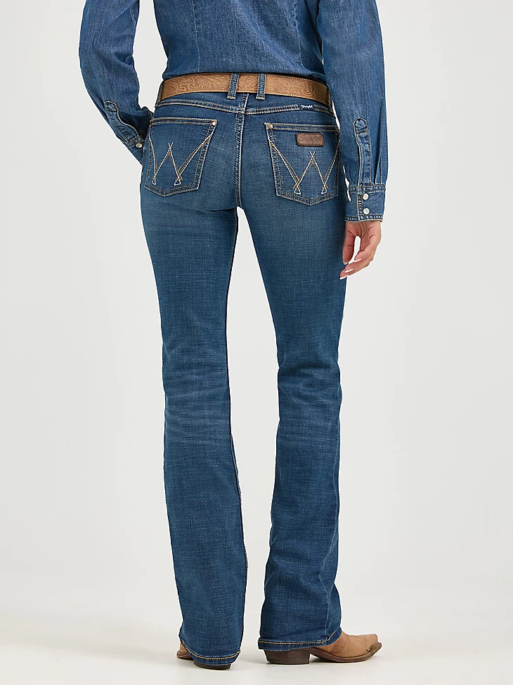 jeans bootcut a vita media wrangler retro mae da donna lavaggio ms
