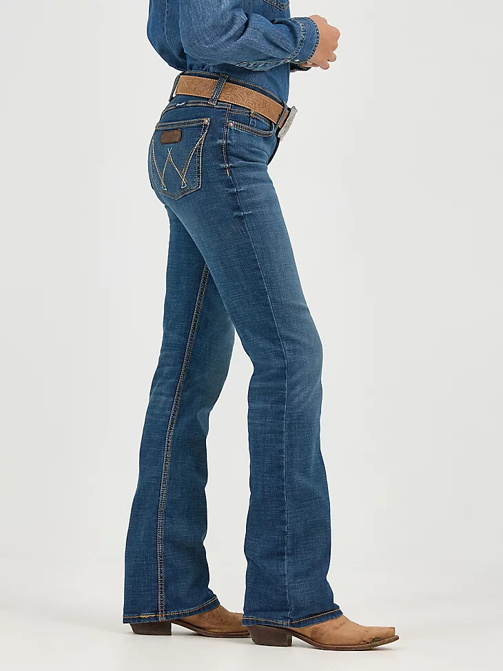 jeans bootcut a vita media wrangler retro mae da donna lavaggio ms
