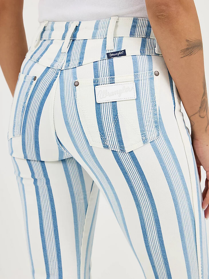 jeans a zampa a vita alta bailey a righe wrangler retro da donna gabby