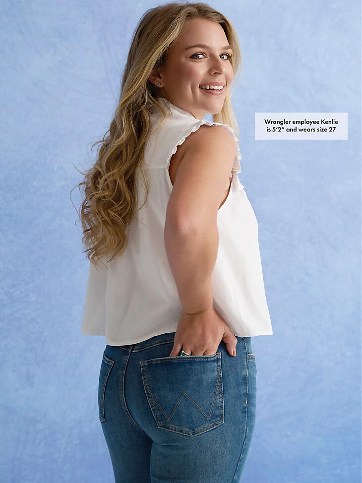 jeans a zampa a vita alta wrangler bespoke da donna modello lily