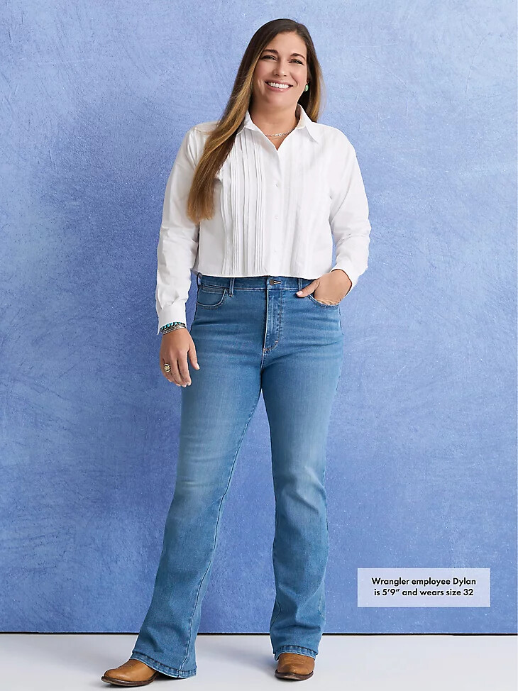 jeans bootcut a vita alta wrangler bespoke da donna palmer