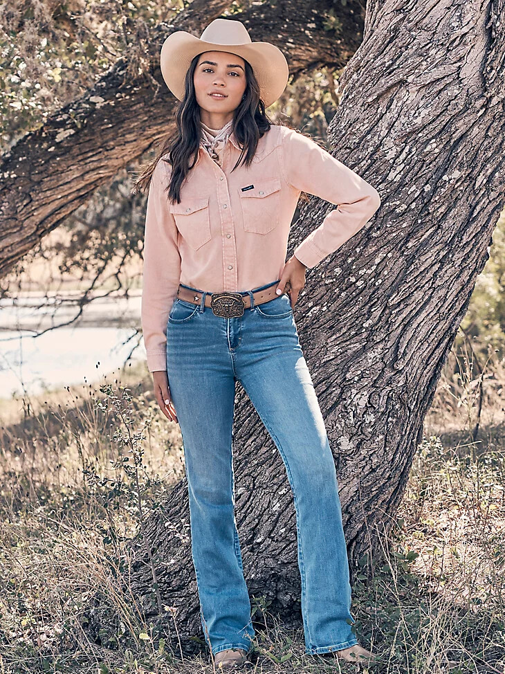 jeans bootcut a vita alta wrangler bespoke da donna palmer