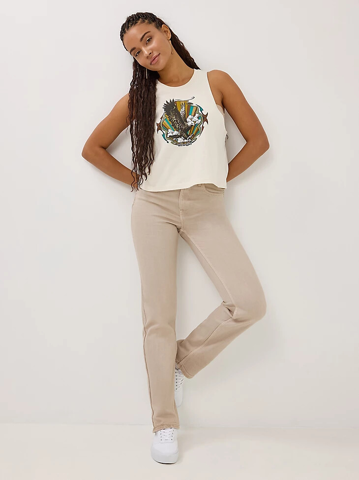 jeans a gamba dritta a vita alta wrangler da donna athena