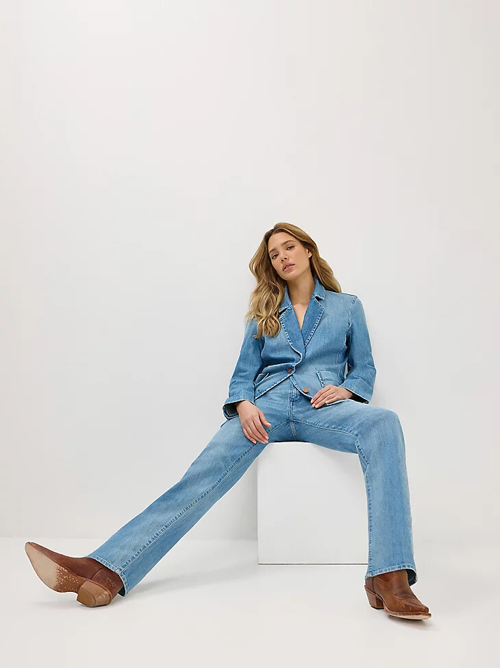 jeans dritti a vita media sunset da donna colore azzurro