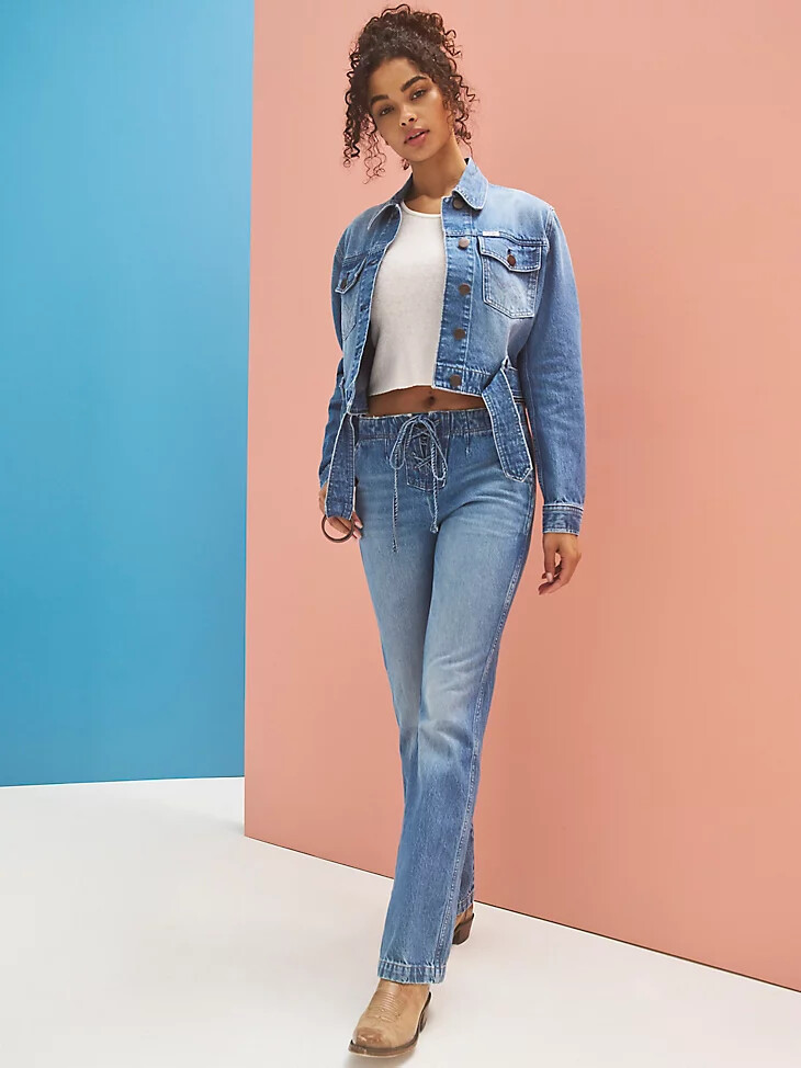 jeans bootcut con nodo anteriore da donna blossoming