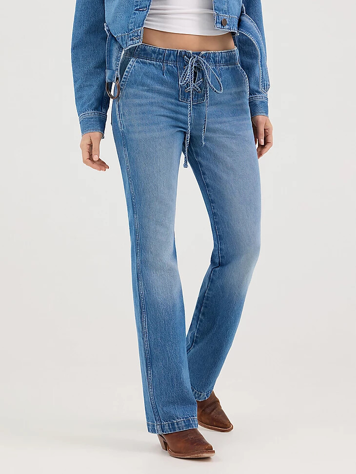 jeans bootcut con nodo anteriore da donna blossoming
