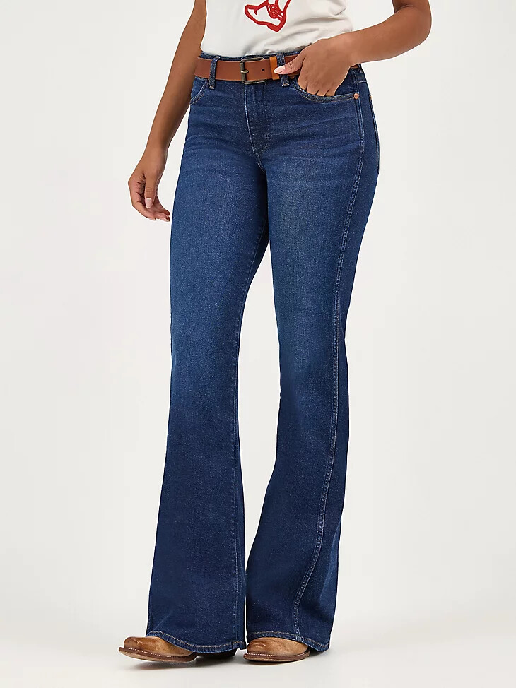 jeans a zampa da donna effetto invecchiato