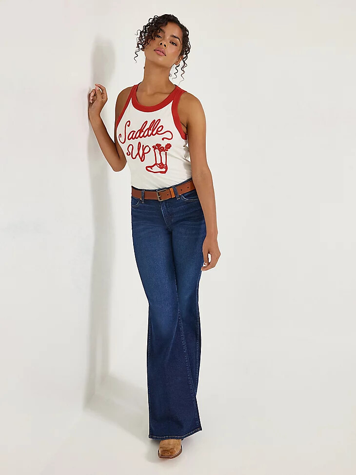 jeans a zampa da donna effetto invecchiato