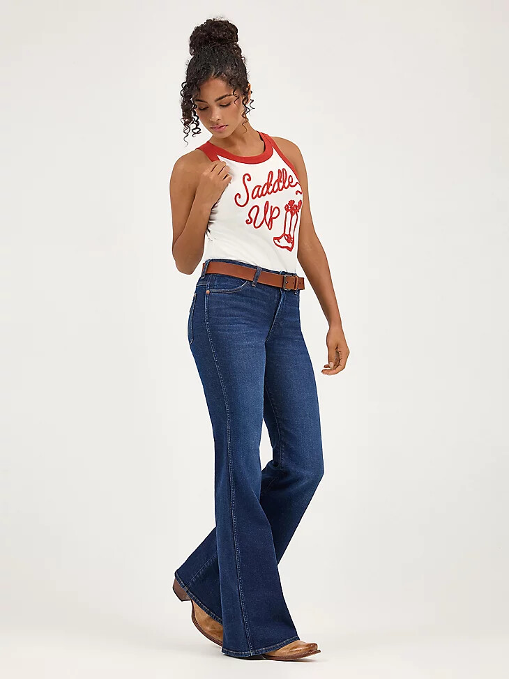 jeans a zampa da donna effetto invecchiato