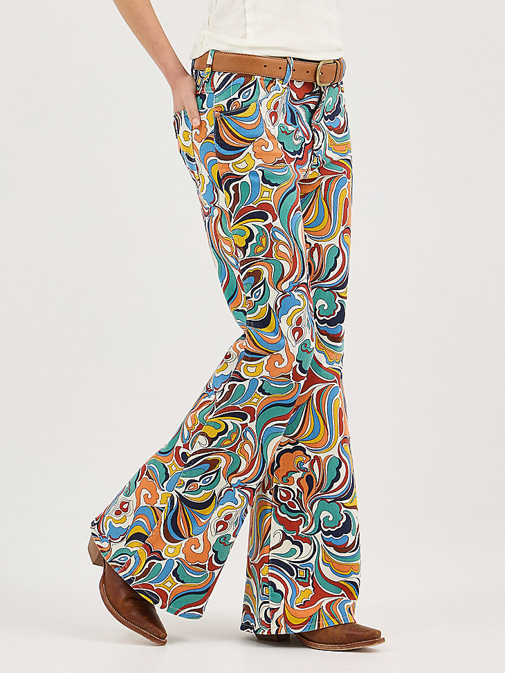 jeans a zampa da donna con stampa latigo