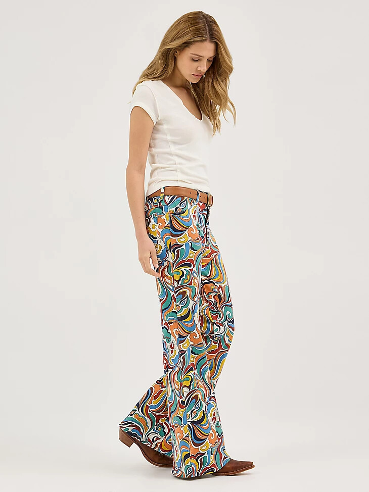 jeans a zampa da donna con stampa latigo