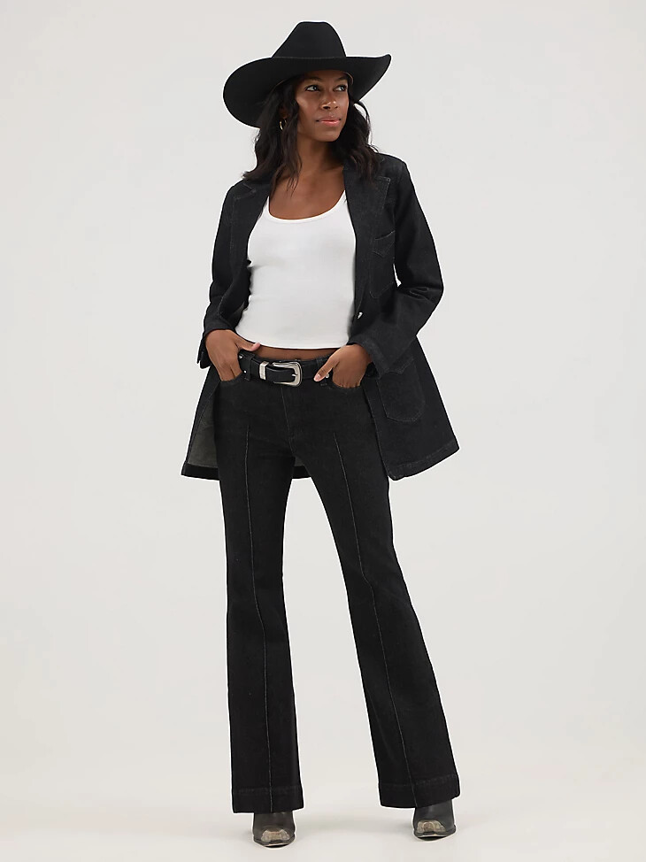 pantaloni a vita alta wrangler x yellow rose by kendra scott neri