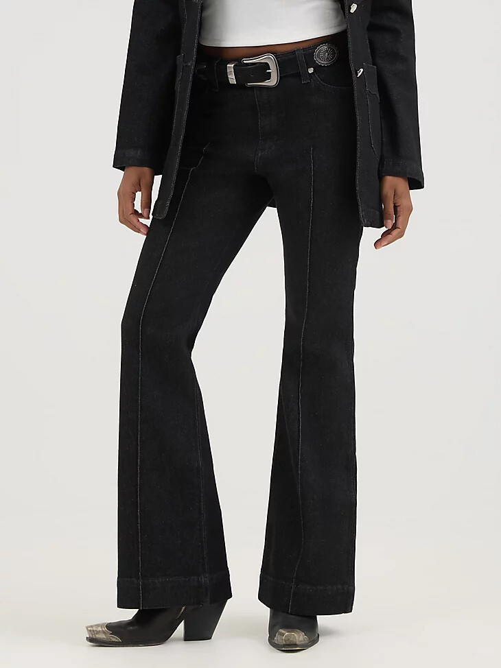 pantaloni a vita alta wrangler x yellow rose by kendra scott neri