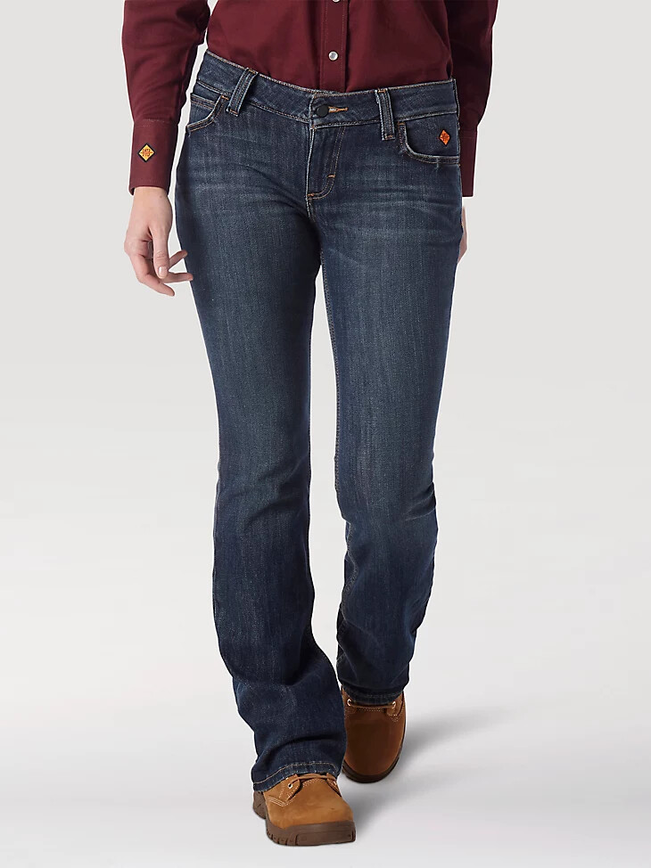 jeans da lavoro bootcut wrangler fr flame-resistant retro mae da donna bakersville