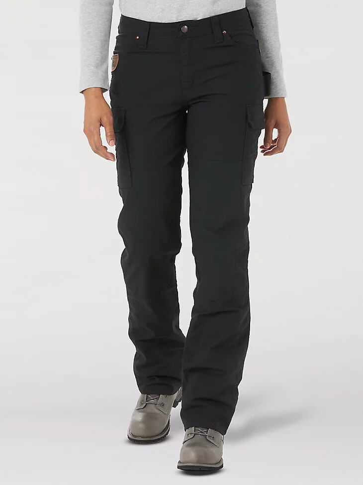 pantaloni cargo slim wrangler riggs workwear ripstop ranger da donna neri