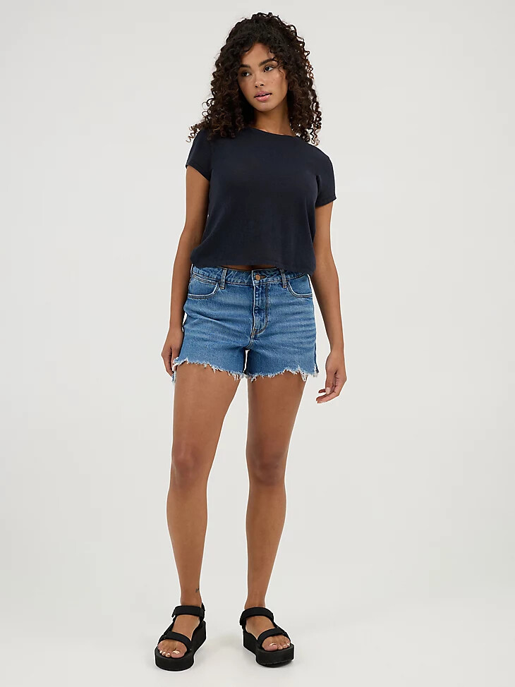 pantaloncini in denim a vita media da donna blu carolina