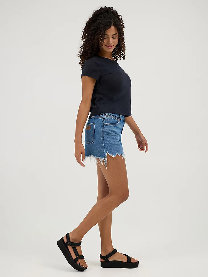 pantaloncini in denim a vita media da donna blu carolina