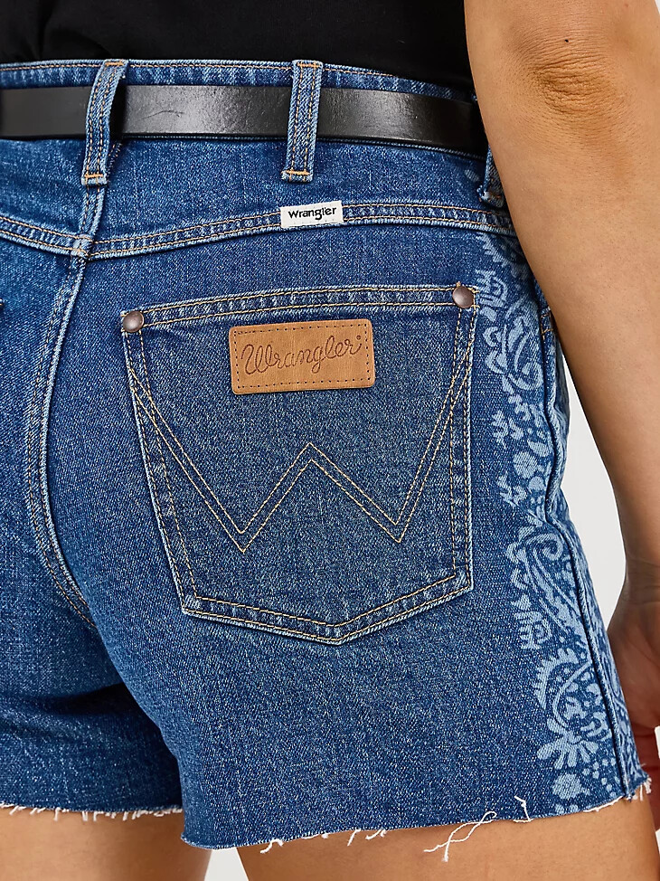 pantaloncini da cowboy decorati wrangler da donna viola