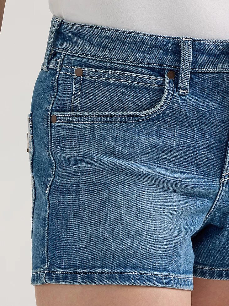 pantaloncini corti con toppa decorata wrangler retro mae da donna a vita media aurora