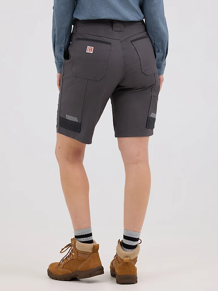 pantaloncini da carpentiere tecnici da donna wrangler riggs workwear grigi a righe