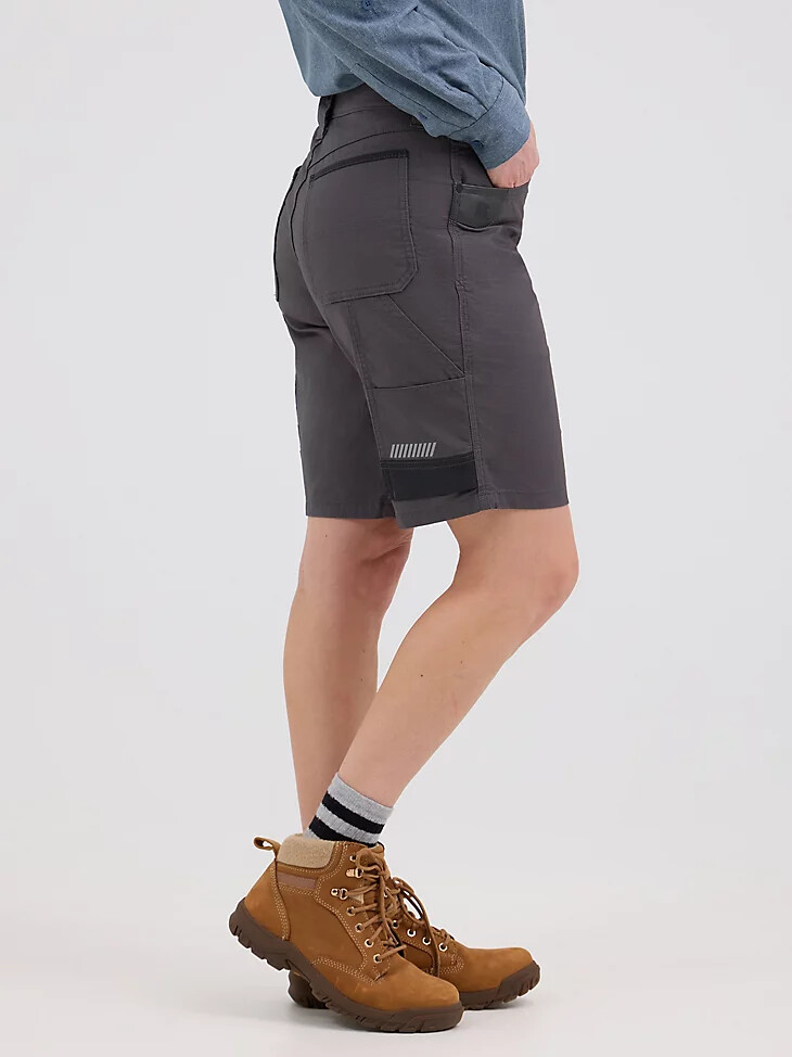 pantaloncini da carpentiere tecnici da donna wrangler riggs workwear grigi a righe