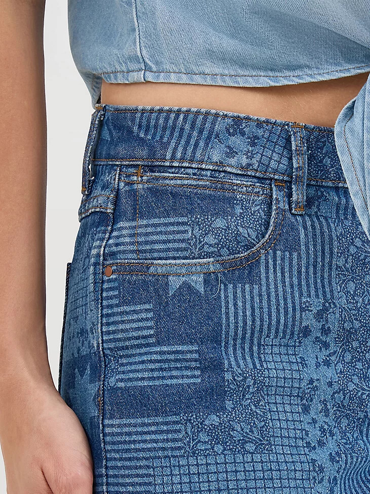 pantaloncini corti da donna con stampa vintage e stelle trapuntate